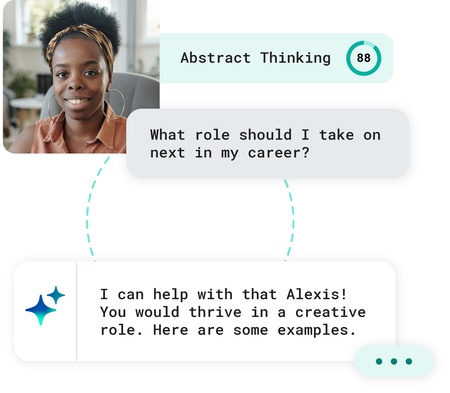 A woman having a conversation with Jules, the leading AI-based life coach to get career coaching advice.